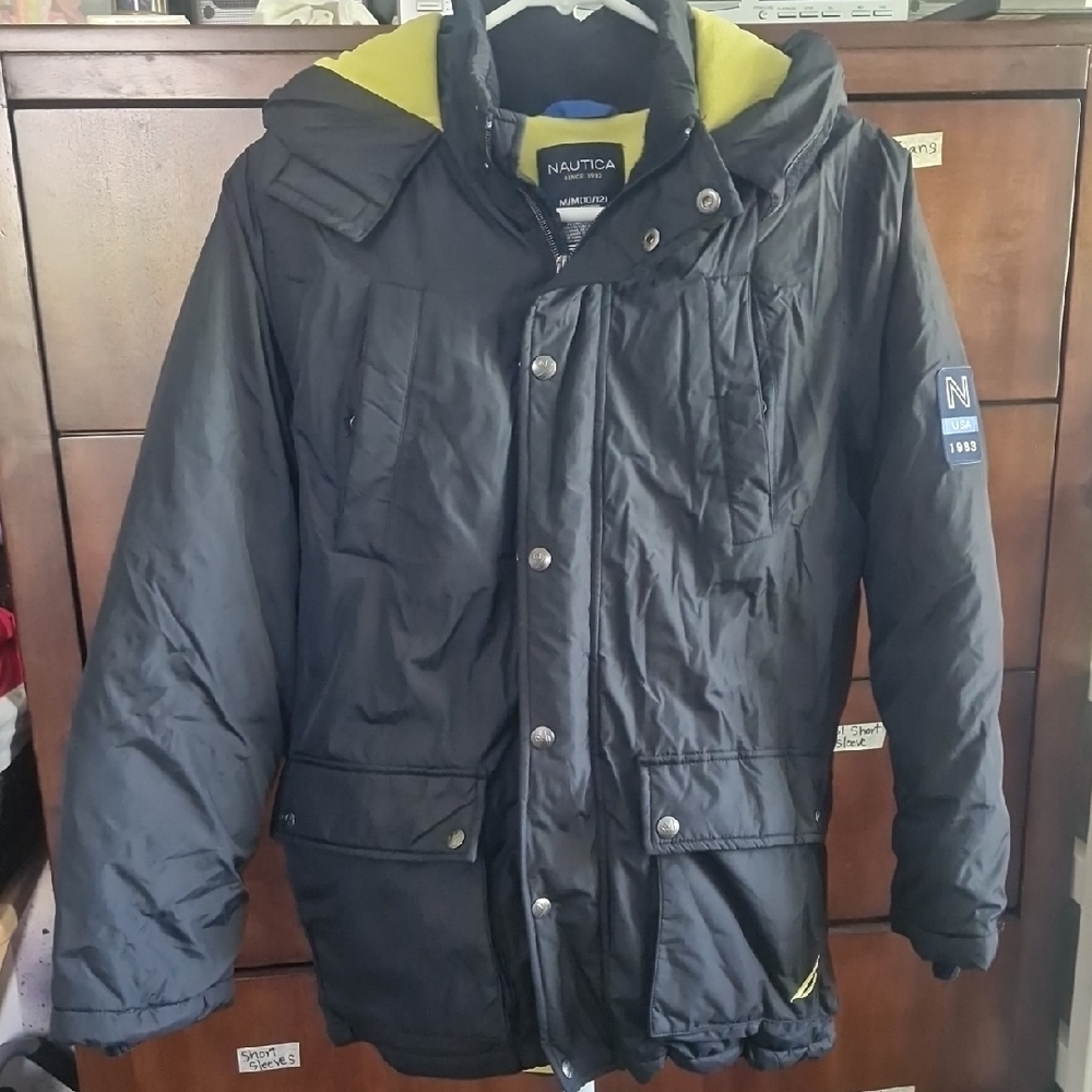 Nautica Kid's Black Performance Jacket with Yellow Highlights 10-12